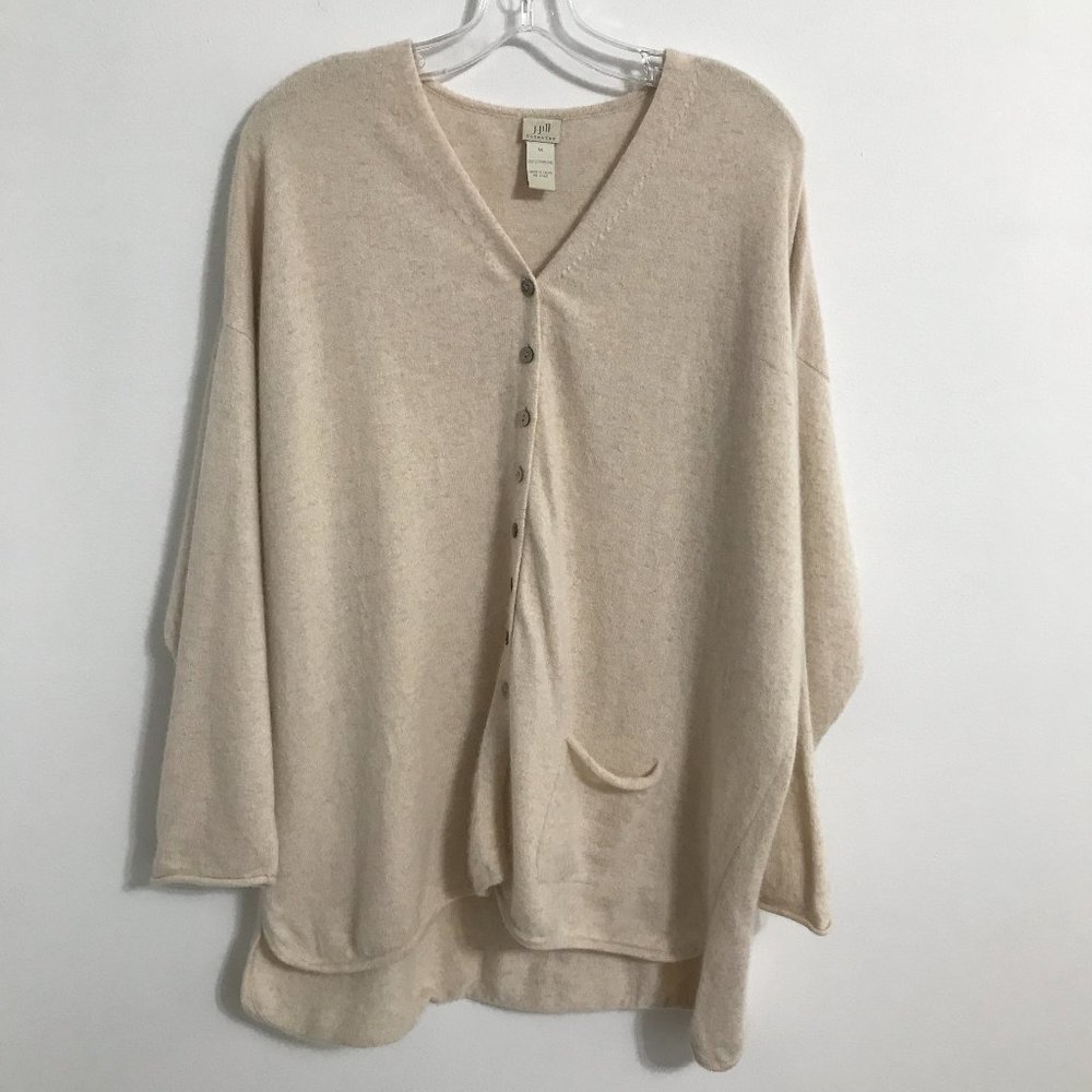 J. Jill 100% Cashmere Button Down Cardigan, Beige